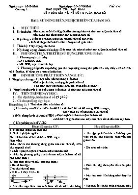 Toán 11 - Bài 1 Sự đồng biến, nghịch biến của hàm số